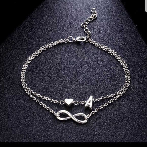 Most Letters plus Infinity Sign heart Anklet - Picture 2 of 7